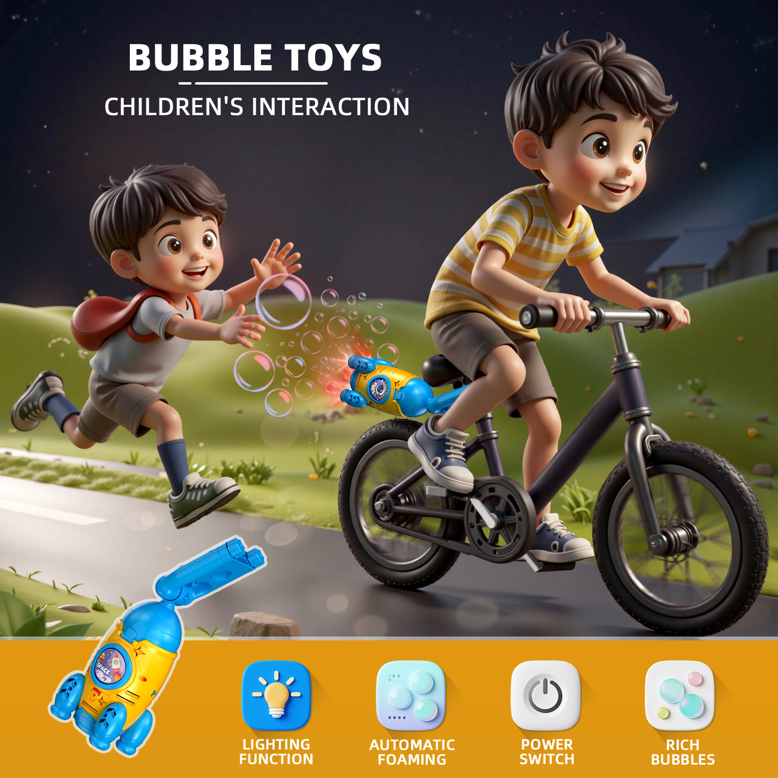 Kids Toys Cycle - Bubble Machine for Bike, Automatic Bubble